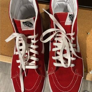 Vans Red and White Skate Shoes